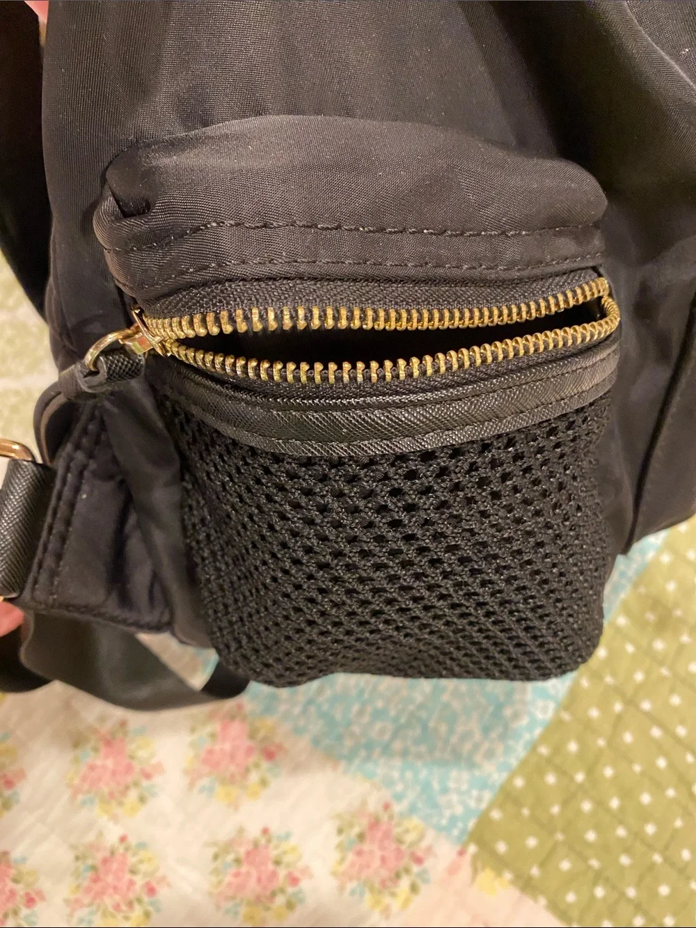 Prune Black Backpack with Gold-Tone Accents